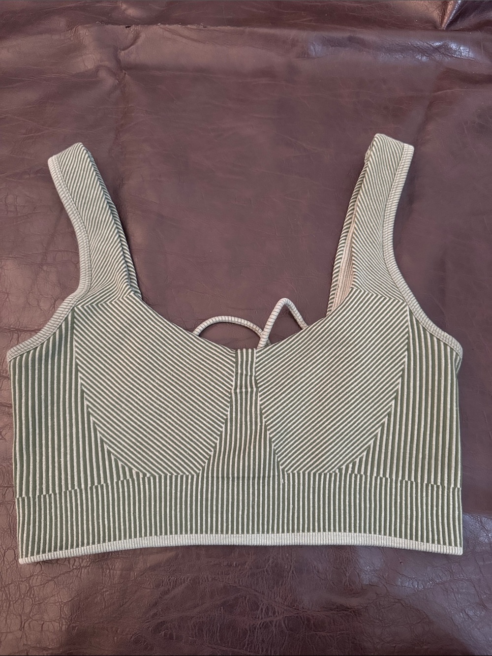 Striped Ribbed Crop Bralette - Sage and Green 2.L4